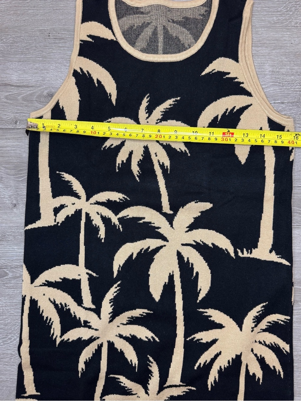 J.McLaughlin Palm Print Sleeveless Dress XS Black Tan Resort Knit Midi - Picture 12 of 12